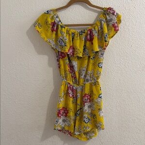 Floral Yellow Off-Shoulder Dress